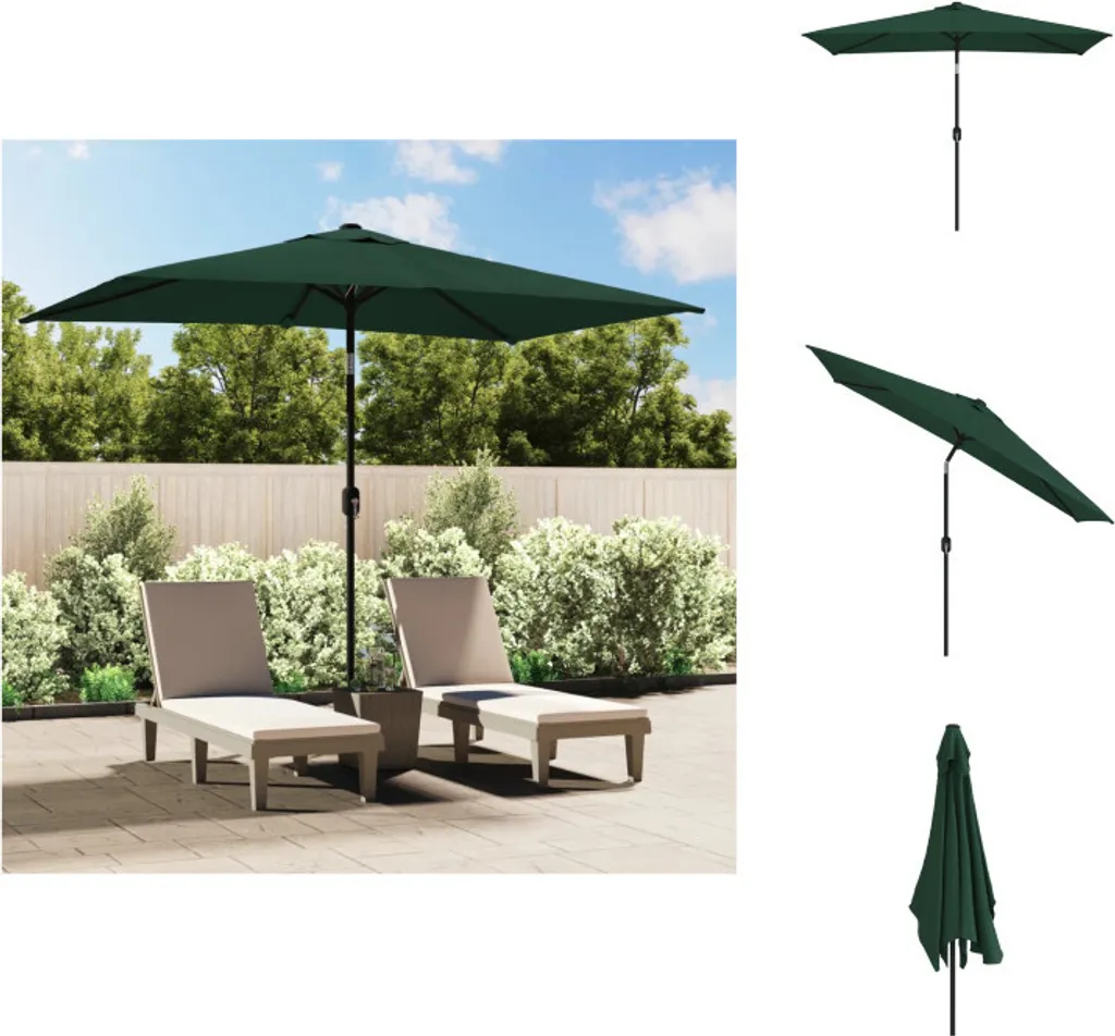 Parasol de Jardin Rectangulaire Vert 2x3m - Toile Ombrage Haute Densité