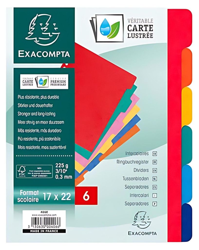 EXACOMPTA Karton-Register 220 x 170 mm 6-teilig Produktbild 