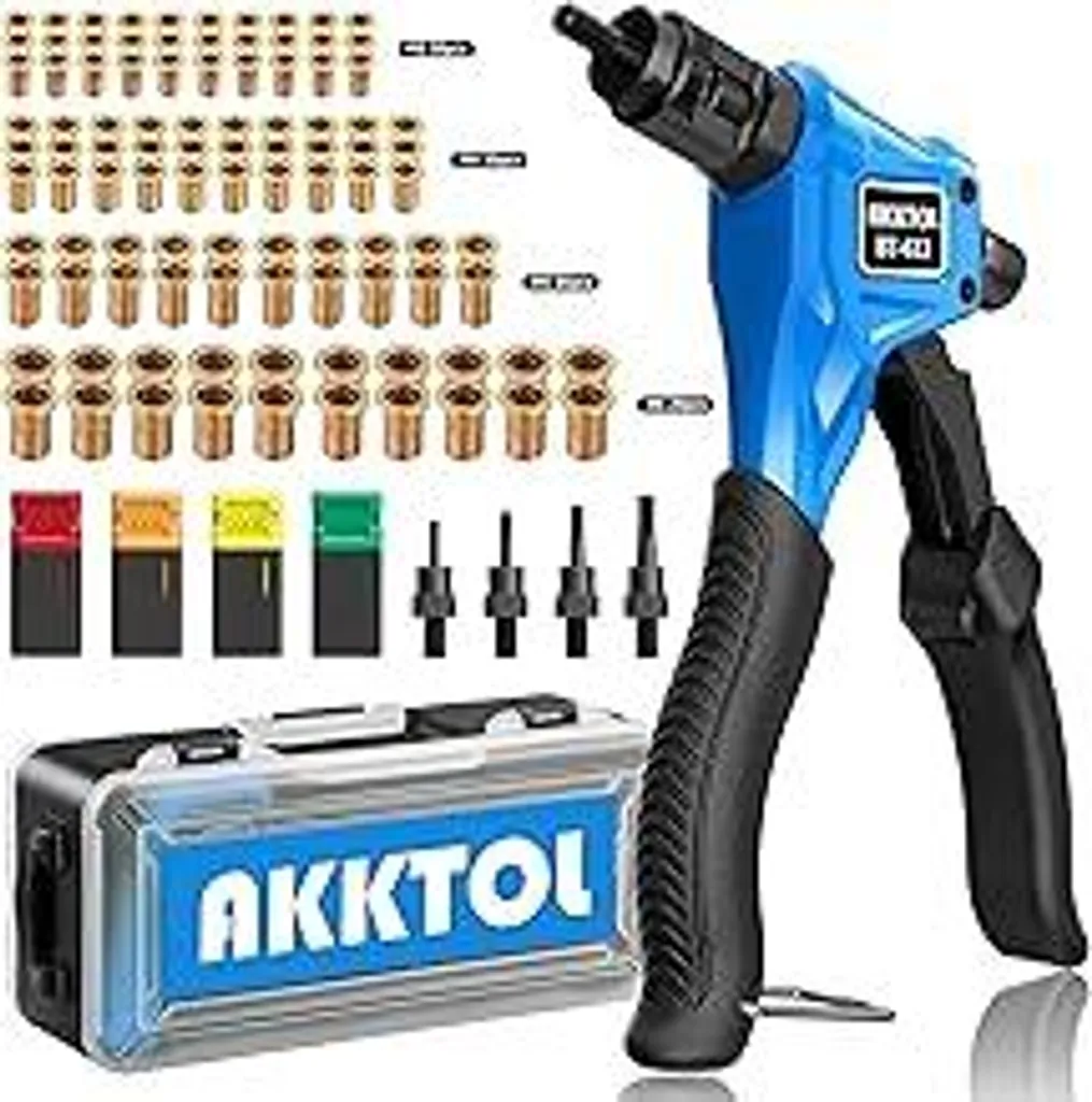 AKKTOL Pinza per Dadi a Rivetto M3-M6 Kit Professionale con 100 Inserti