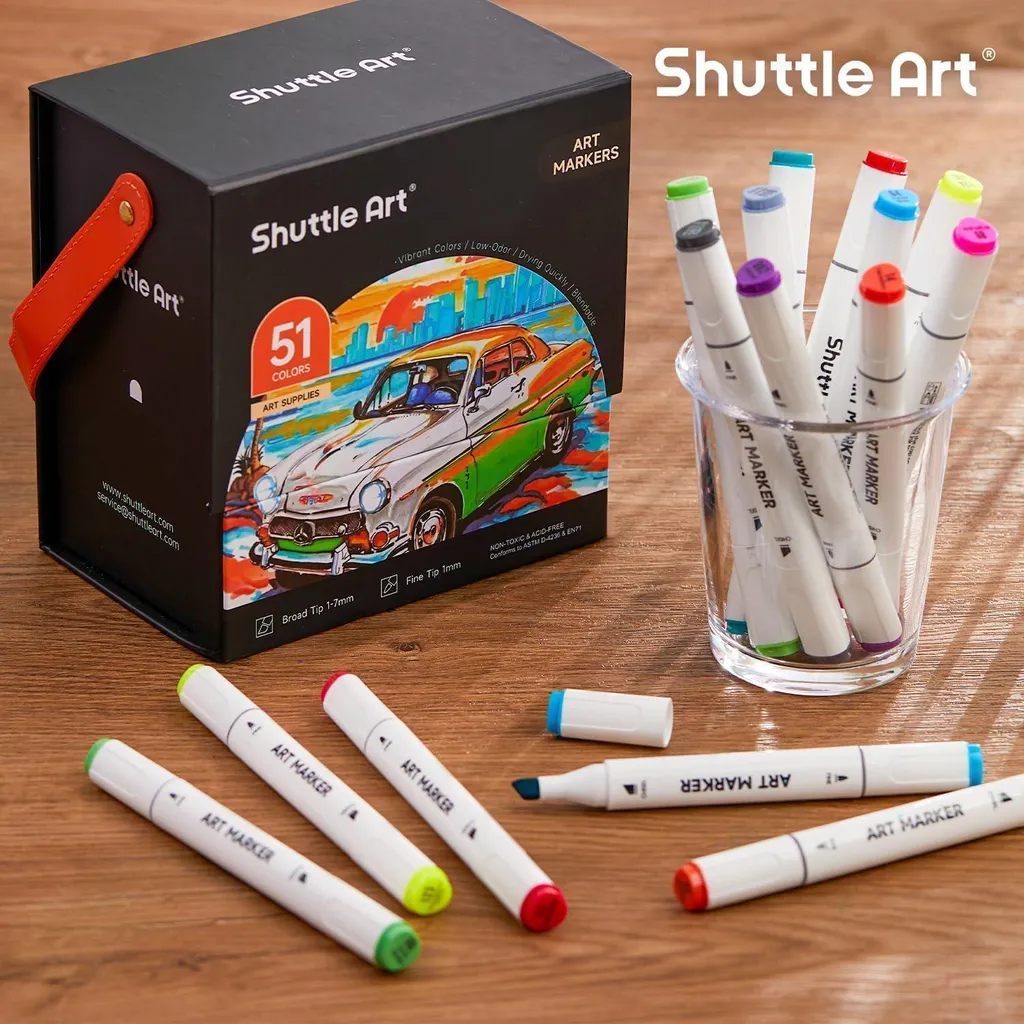 Pack 50 Marqueurs à Alcool Sans Traces Double Pointe pour Dessins Nets