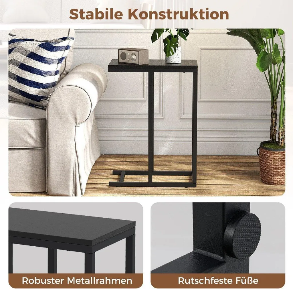 Support ordinateur portable pour canapé table d'appoint en métal 64 cm