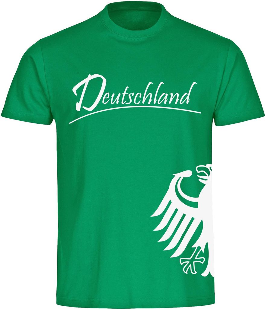 multifanshop Herren T-Shirt - Deutschland - Adler seitlich, grün, Größe M