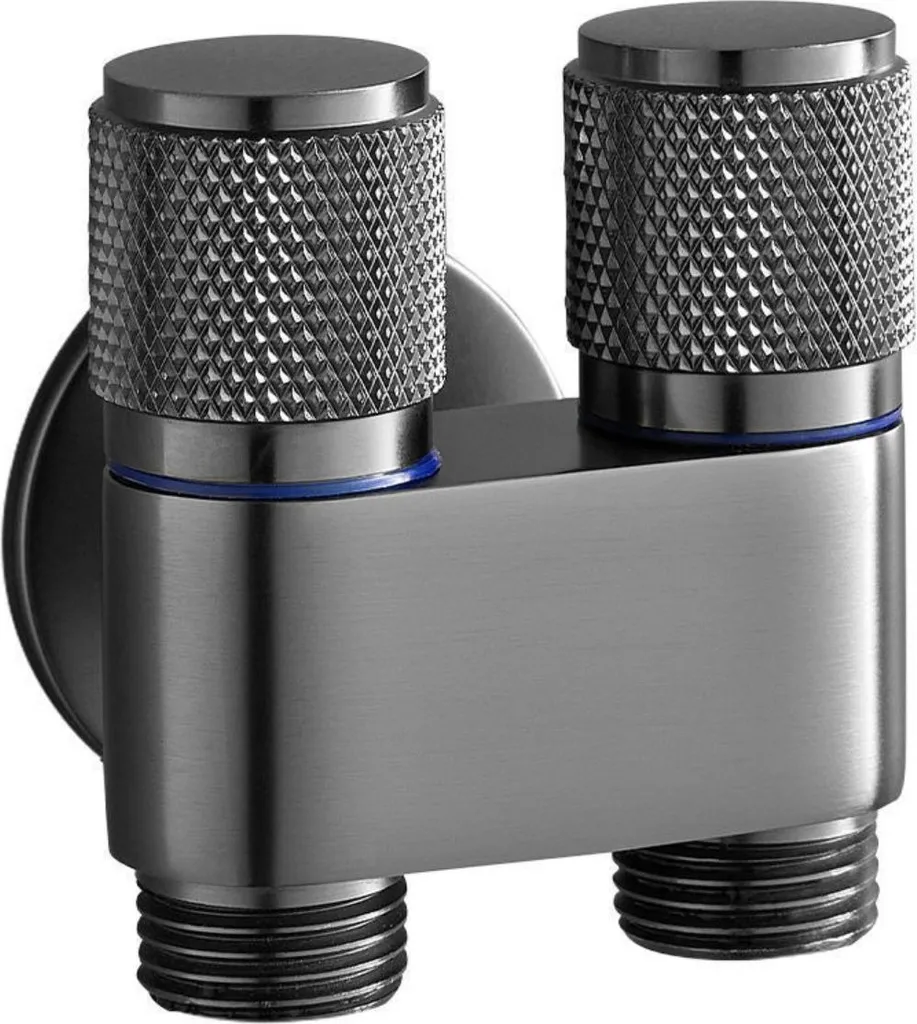 Valvola Angolare 1in2 per Lavatrice Acciaio Inox Grigio Salvaspazio