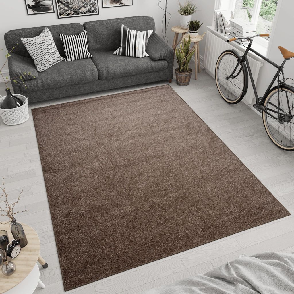 Teppich Kurzflor Wohnzimmerteppich Schlafzimmer Einfarbig Produktbild 