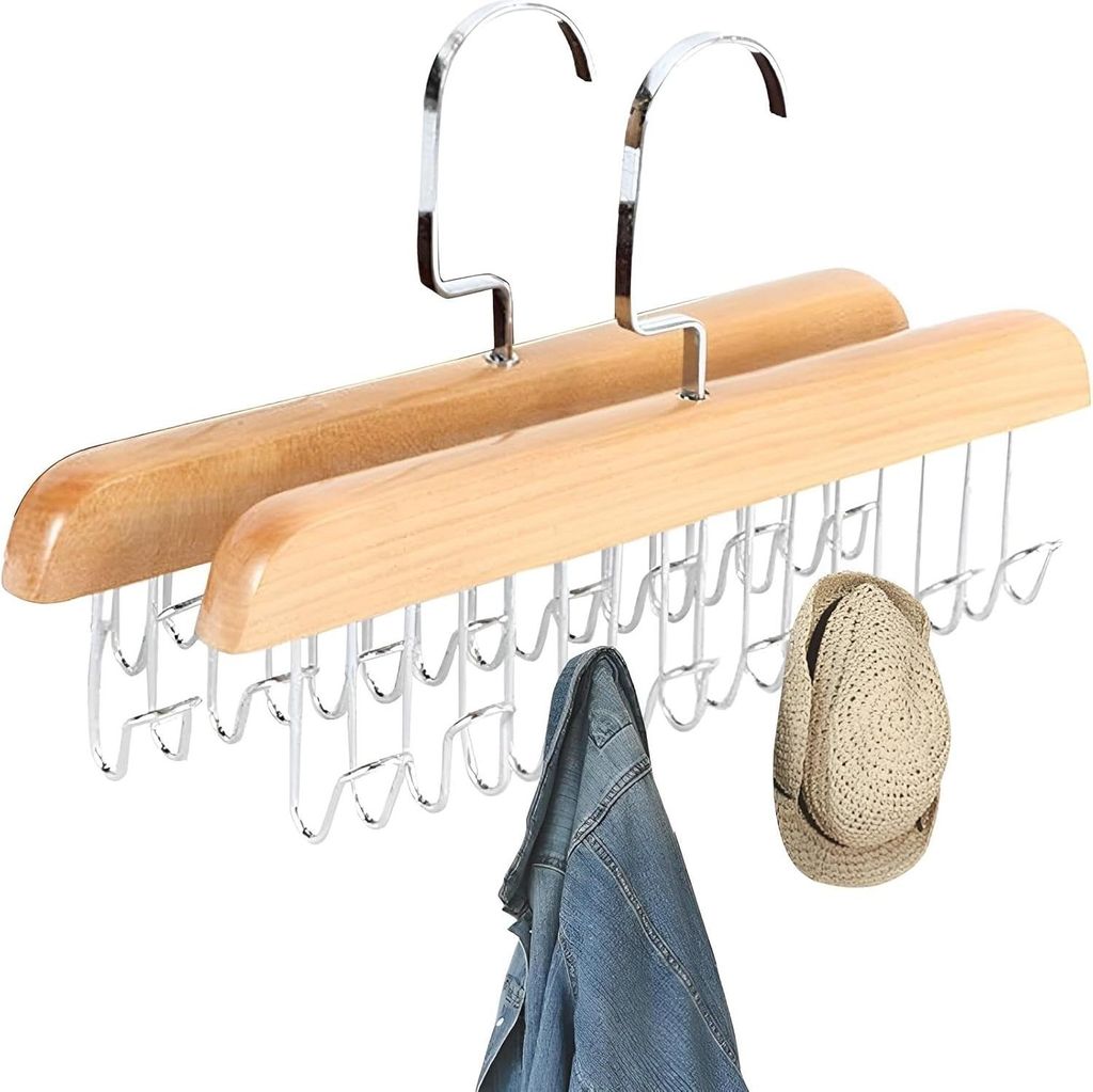 Allecto Premium - Holz Rotierender Krawattenhalter für Kleiderschrank - 2 Stück