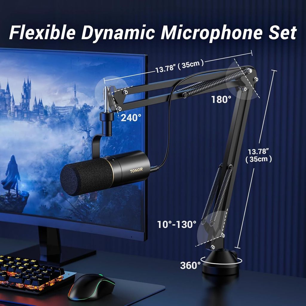 FIFINE FIFINE XLR/USB Mikrofon, Gaming Aufnahme PC Mikrofon Mit Kopfhöreranschluss
