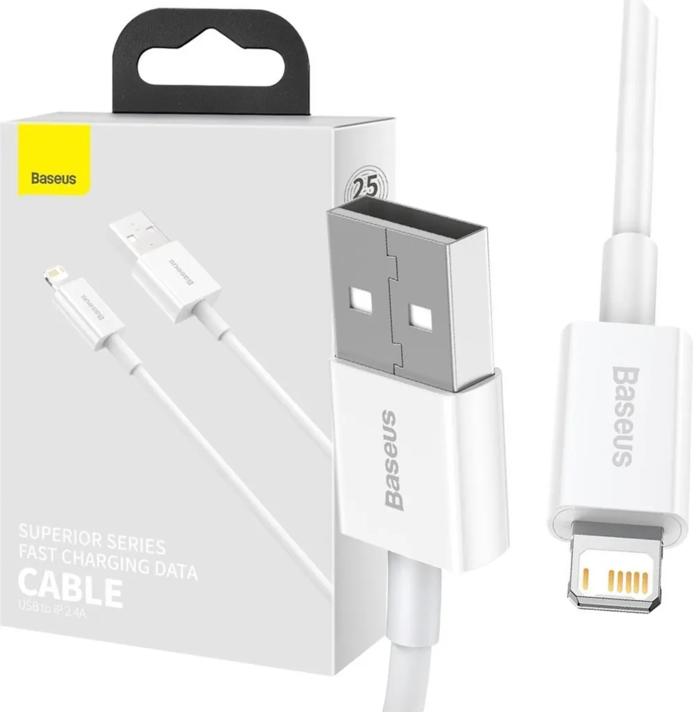 Baseus Cavo USB Lightning 0,25M 2,4A Bianco Superior - Ricarica Rapida