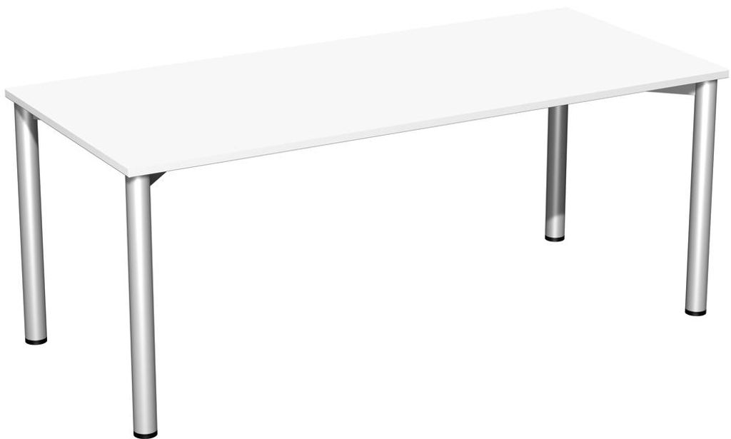 Schreibtisch feste Höhe, 1800x800x720, Weiß/Silber