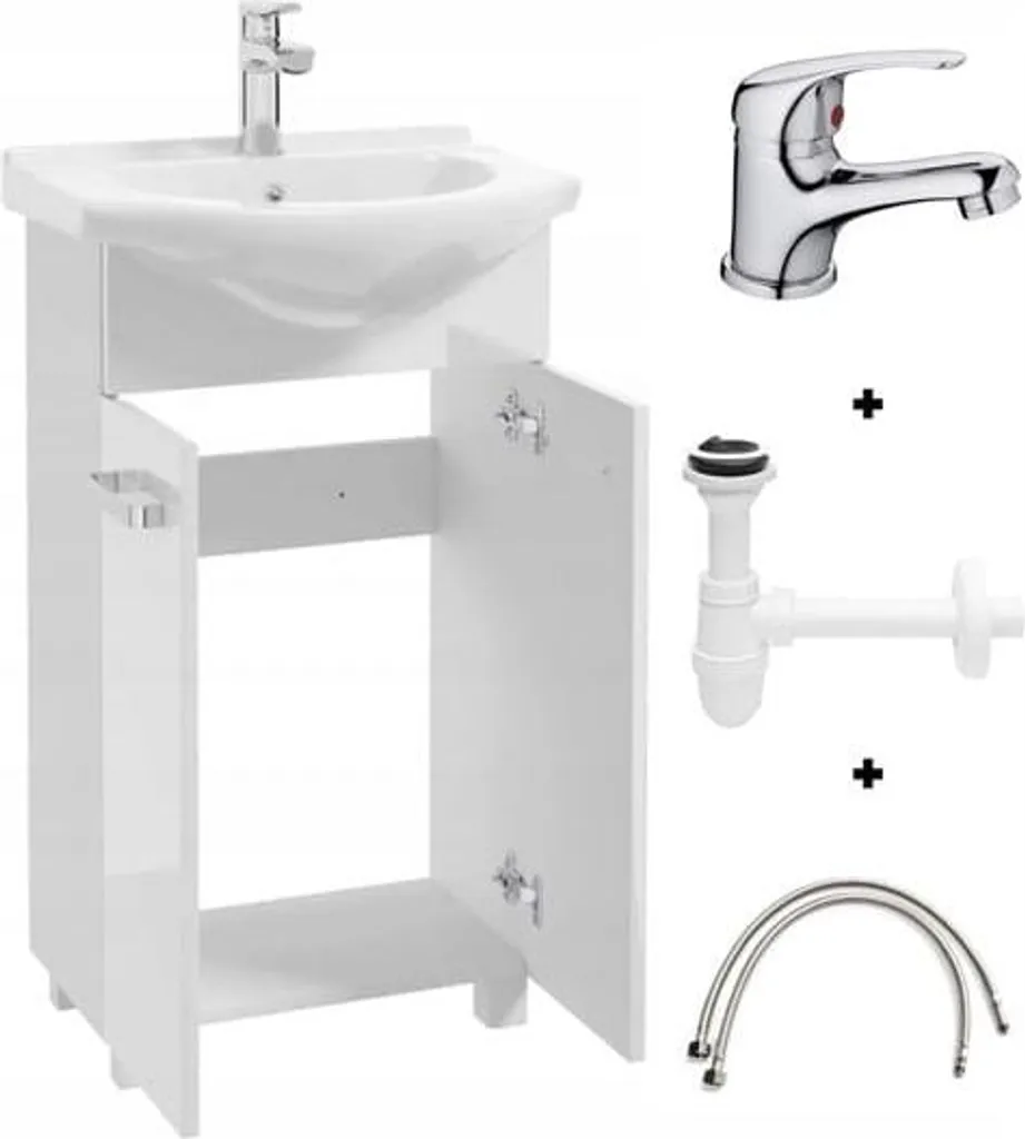 Meuble de salle de bain Mila 50 cm blanc avec vasque en céramique