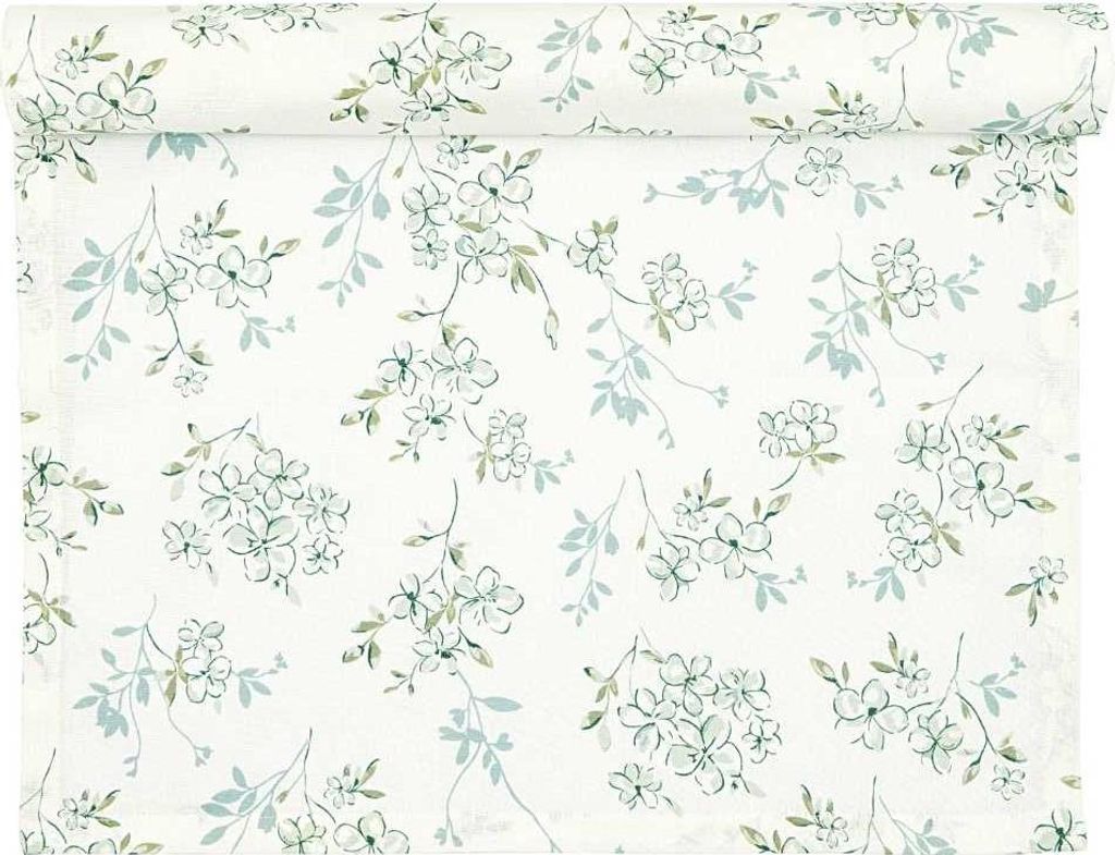 Greengate Tischläufer AUBREY Weiß mit Blumen Baumwolle 45x140 cm Tischdecke