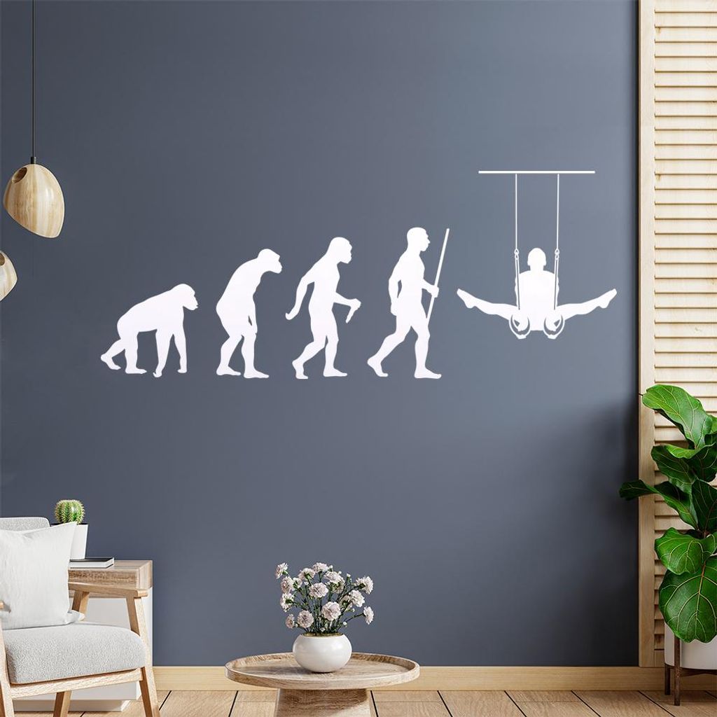 Turnen Ringe Evolution Wandtattoo Wandaufkleber Wall Sticker - Dekoration, Küche, Wohnzimmer, Schlafzimmer, Badezimmer