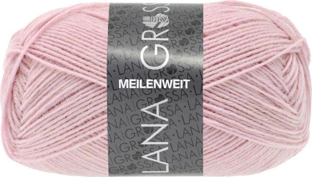 Lana Grossa MEILENWEIT 50 g UNI 4-fach Sockenwolle mit 80 % Schurwolle 210 m, Farbe:1404 - Fliederrosa