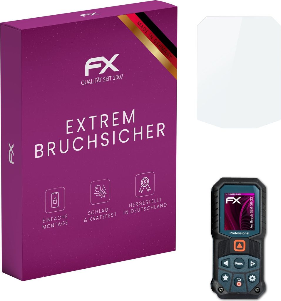 atFoliX FX-Hybrid-Glass Displayfolie kompatibel mit Bosch GLM 50-22 Glasfolie