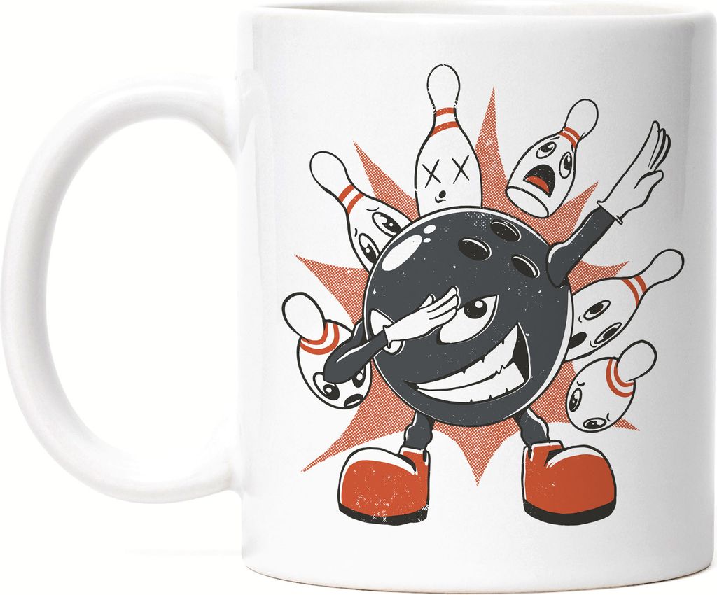 Bowlingball Tasse Weiß Bowling Bowlingbahn Sport Pins Spiel Kegeln Kegelbahn Kegeln Freizeit Hobbie Strike