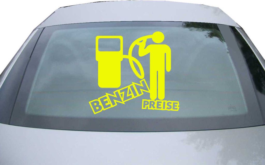Indigos UG - Aufkleber Heckscheibe & Motorklappe DE2087 - neongelb - 600x550 mm - Benzin Preise - Auto Scheiben Fenster Heckklappe Tuning Racing JD...