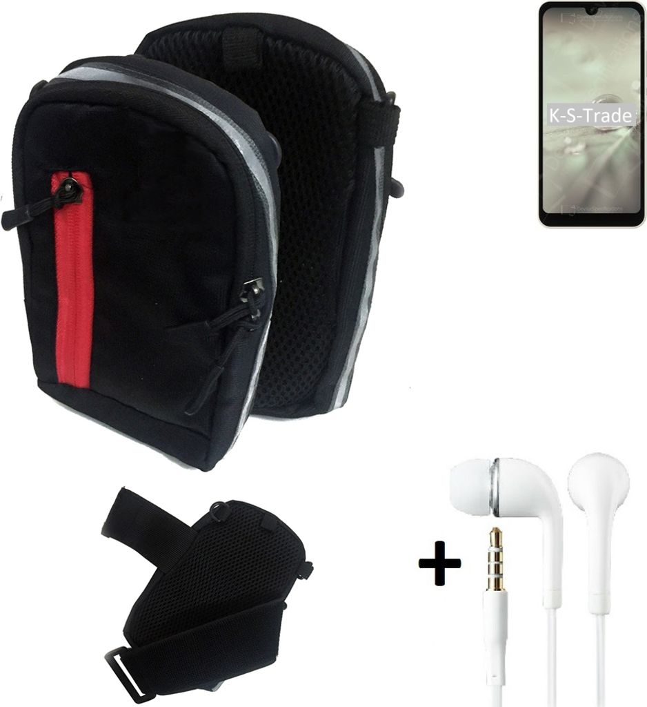 K-S-Trade Outdoor Gürteltasche Holster Umhängetasche + Kopfhörer kompatibel mit Sharp Aquos Wish2 schwarz Handy Tasche Case travelbag Schutzhülle
