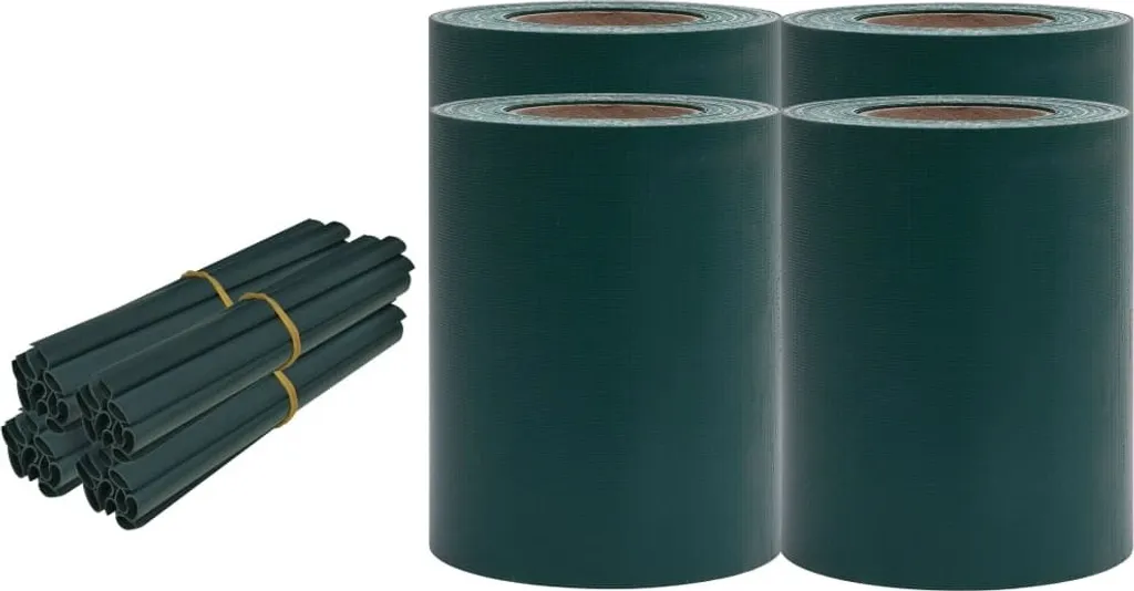 Lot de 4 Bandes d'Occultation PVC Vert Mat - 35m x 19cm pour Clôture