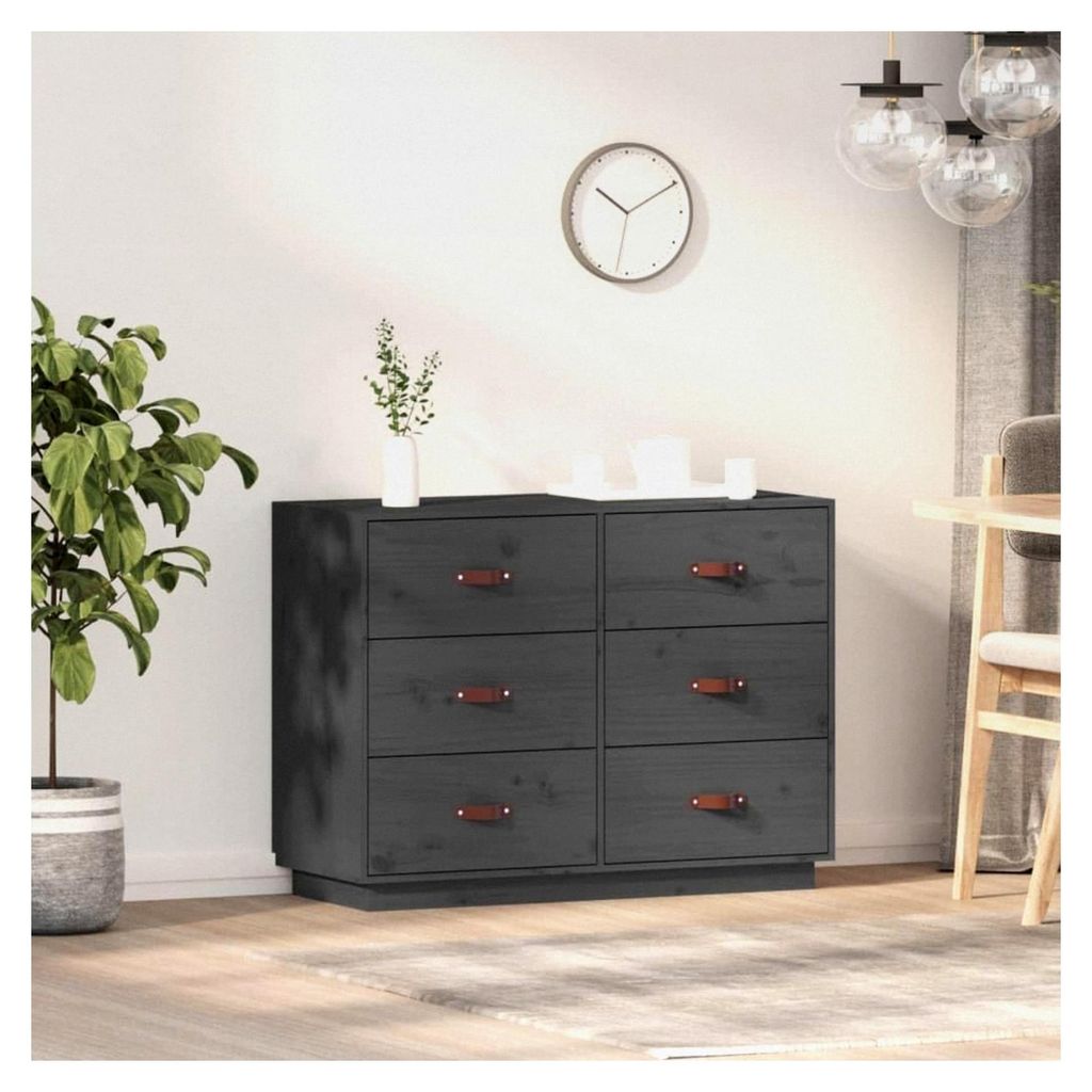 Sideboard in Grau, 100 x 40 x 75 cm, aus Kiefernholz