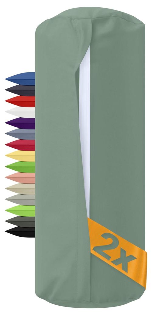 2er-Set Nackenrollenbezüge 40 x 15 cm, 100 % Baumwolle, 1600.2330, 40 x 15 cm, Salbeigrün