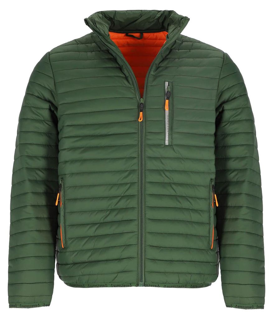 Wattlöper Herren Steppjacke mit Stehkragen - Gesteppte Jacke mit Reißverschluss in Oliv-Orange Größe XXL