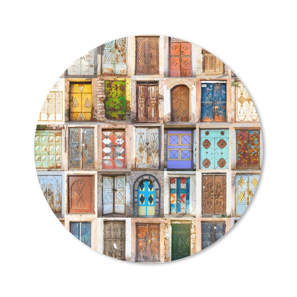 MuchoWow Mauspad Mousepad Türen - Architektur - Vintage - Collage 20x20 cm - Mousepads - Maus Mat - Pad - Mausunterlage - Schreibtischmatte