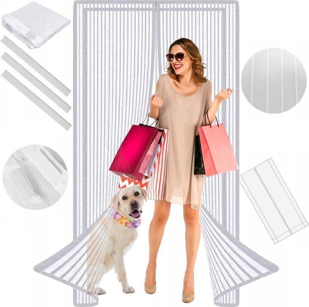 Magnetické siete na dvere 80/90/100 X 210/220 cm Biele Obrázok produktu 1