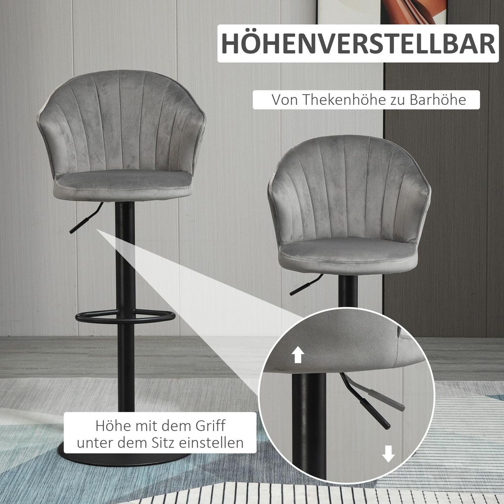HOMCOM Höhenverstellbarer Barhocker 2er-Set Drehbar kaufen bei