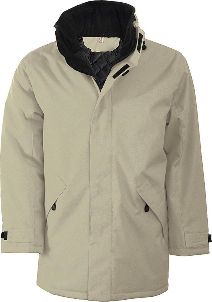 Kariban Herren Parka Kapuzenparka Regenmantel Isolierjacke Winterjacke, Größe:L, Farbe:Beige