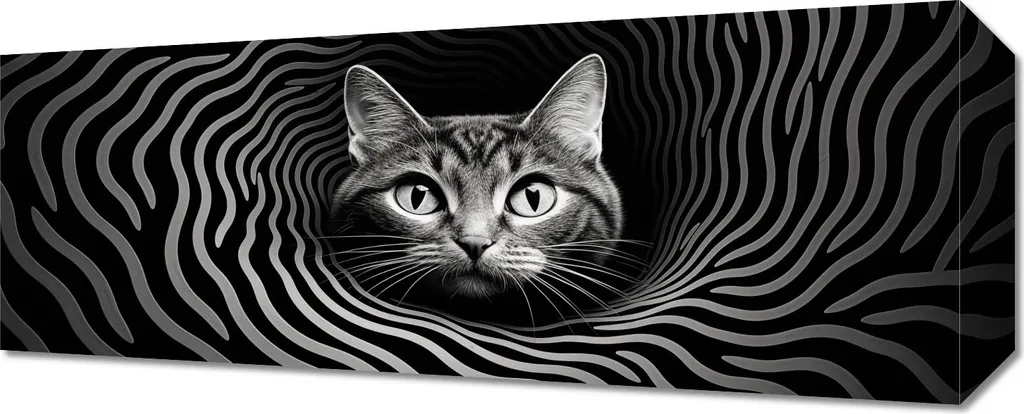 Quadro Gatto 50x20 cm Sguardo Ipnotico - Decorazione Tela Moderna