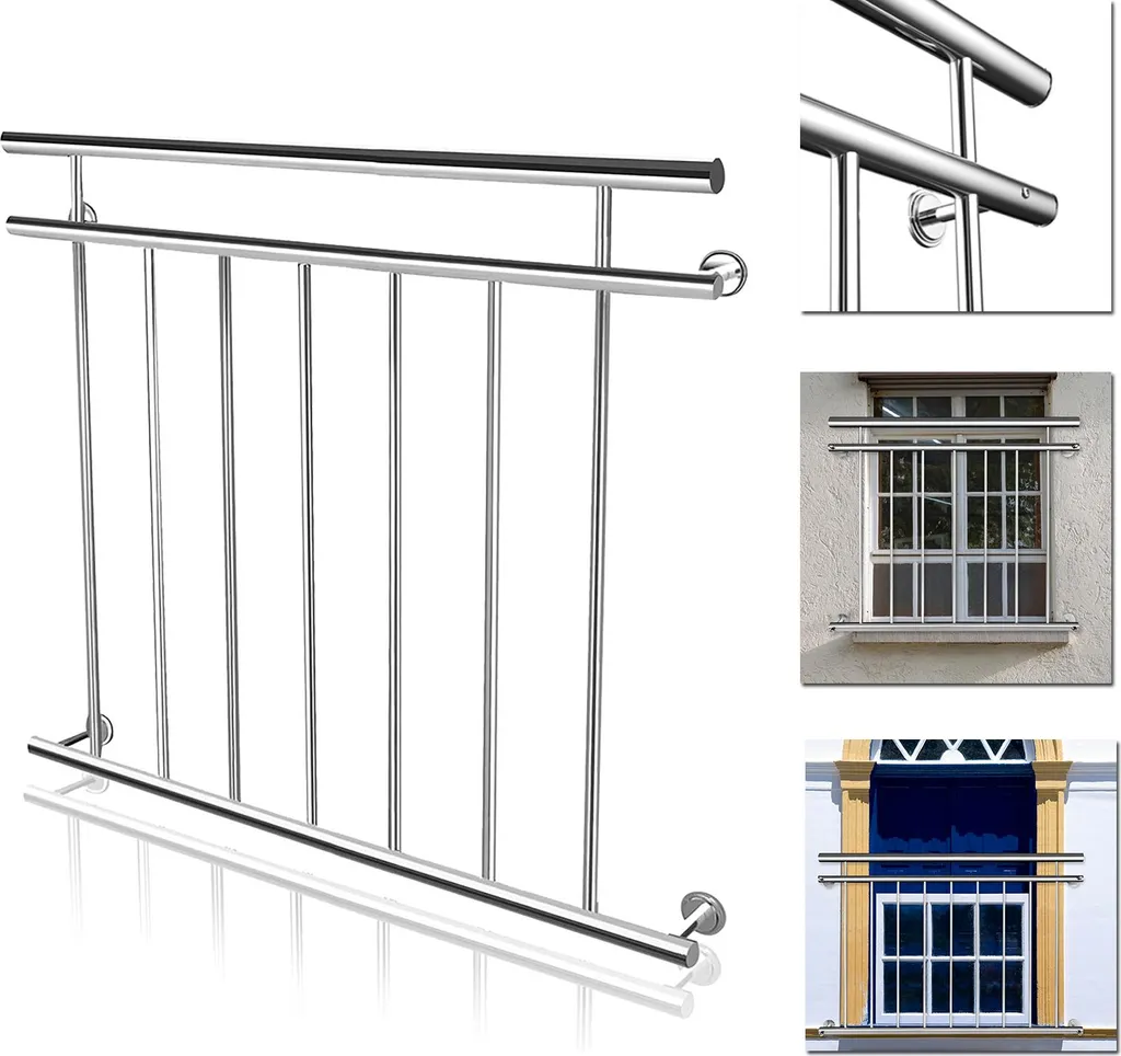 Garde-corps inox anti-corrosion 100x90cm balustrade fixe pour balcon