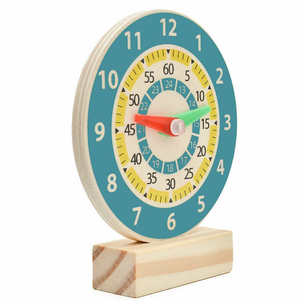Ø ca 22 cm Lernuhr Holz Lernspiel Uhr Uhr-Zeit Formen Höhe: ca 2 cm 