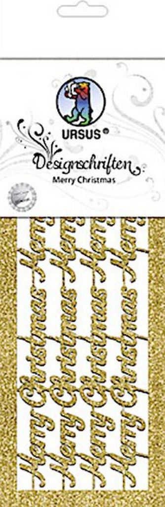 Ursus 57540003 - Designschriften Merry Christmas, 2 Bogen, gold