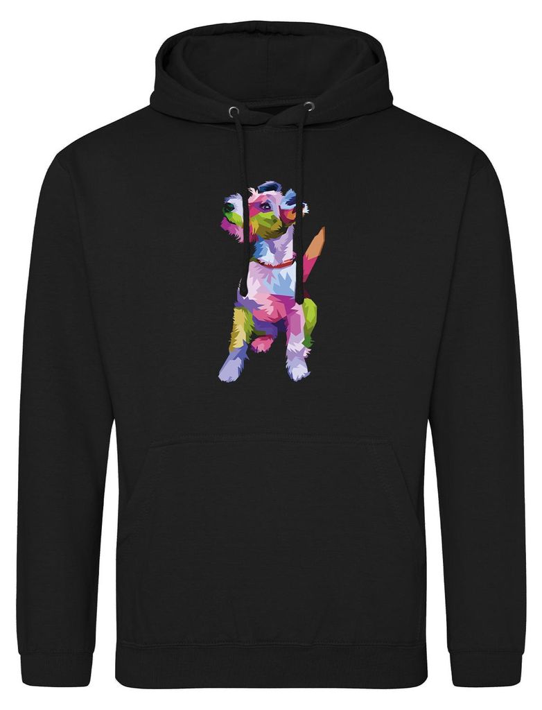 Huuraa Uni Hoodie Fox Terrier Colorful XXL Deep Black Vegan Sweatshirt Geschenkidee