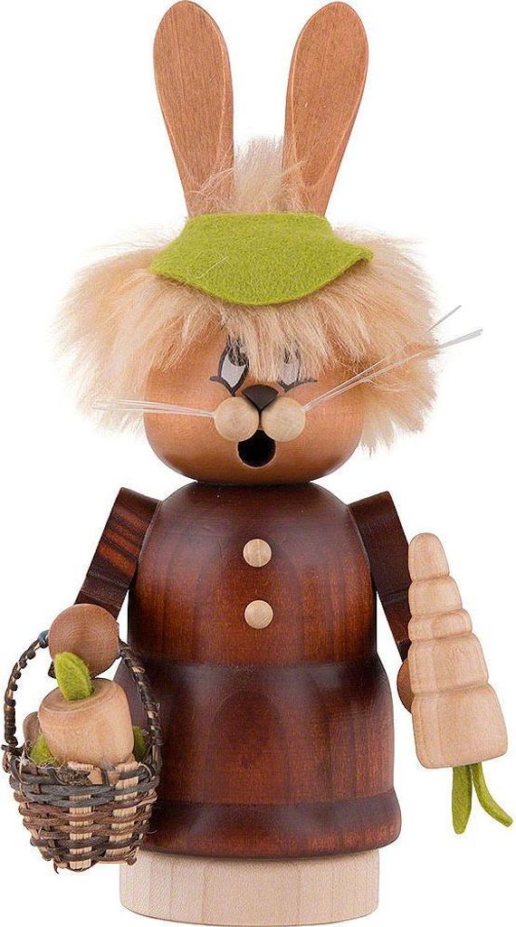Miniwichtel Häsin mit Karotte (16,5cm) Räuchermann von Produktbild 