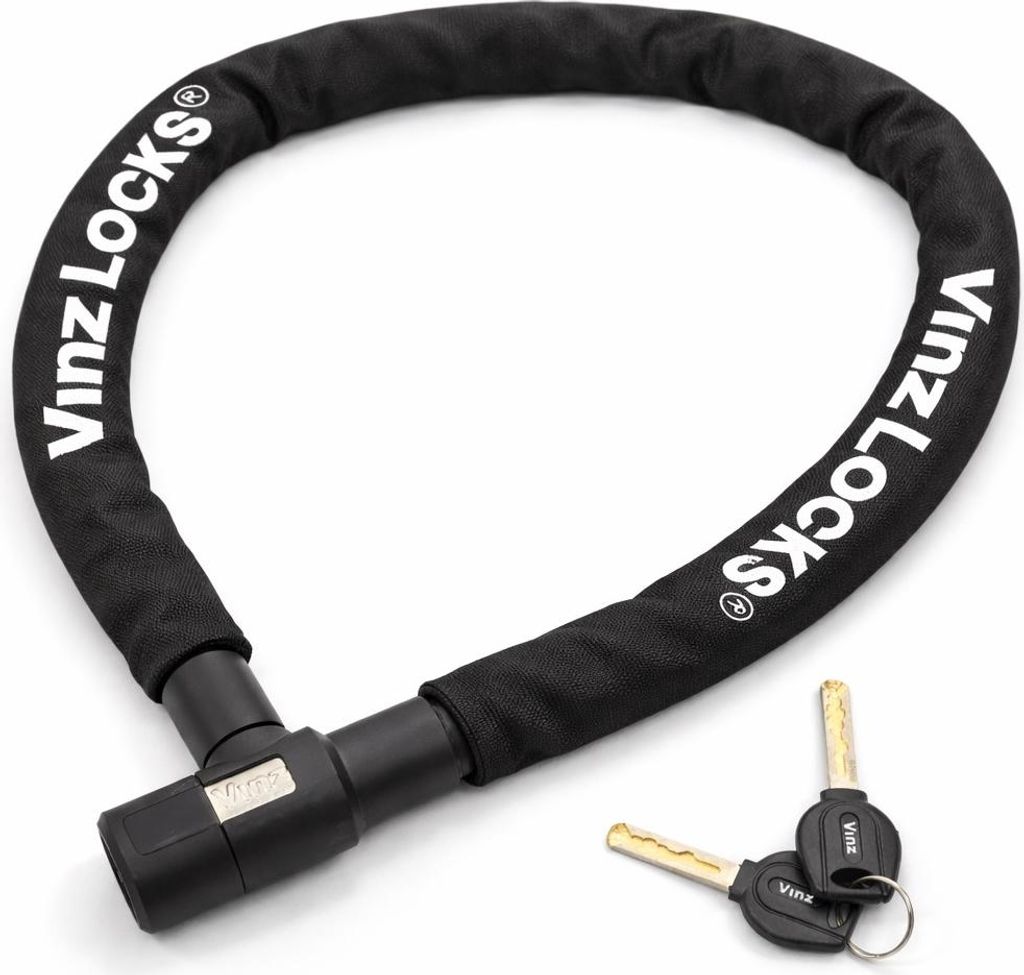 VINZ Ventoux Fahrradschloss Mit Schlüssel ø6mm | Kettenschloss für Fahrrad E-bike | Panzerschloss aus gehärtetem Stahl Schloss Kette | 90-200 c...