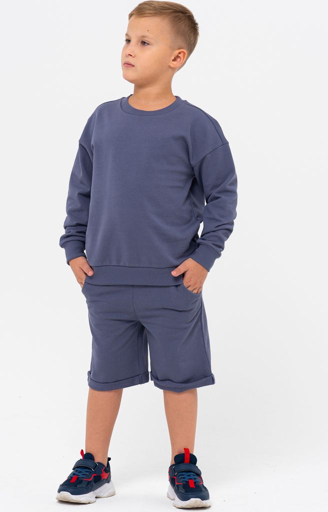 Sport-Trainingsanzug-Set für Jungen (Sweatshirt + Shorts) - Graphit - 122