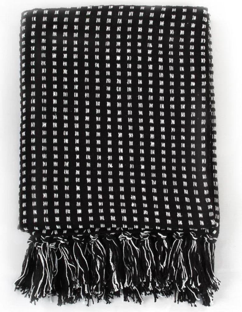vidaXL Überwurf Baumwolle Kariert 125x150 cm Schwarz