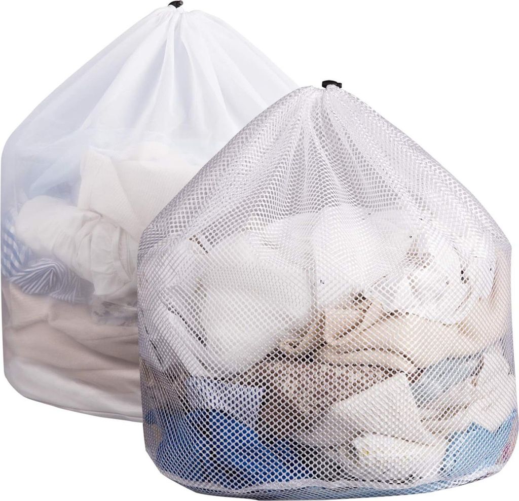 3er-Pack Wäschesäcke aus Netzstoff mit Kordelzug, 78,7 x 61 cm, robuste Wäschesäcke, extra groß, strapazierfähig, starke Netzbeutel zur Aufbe...