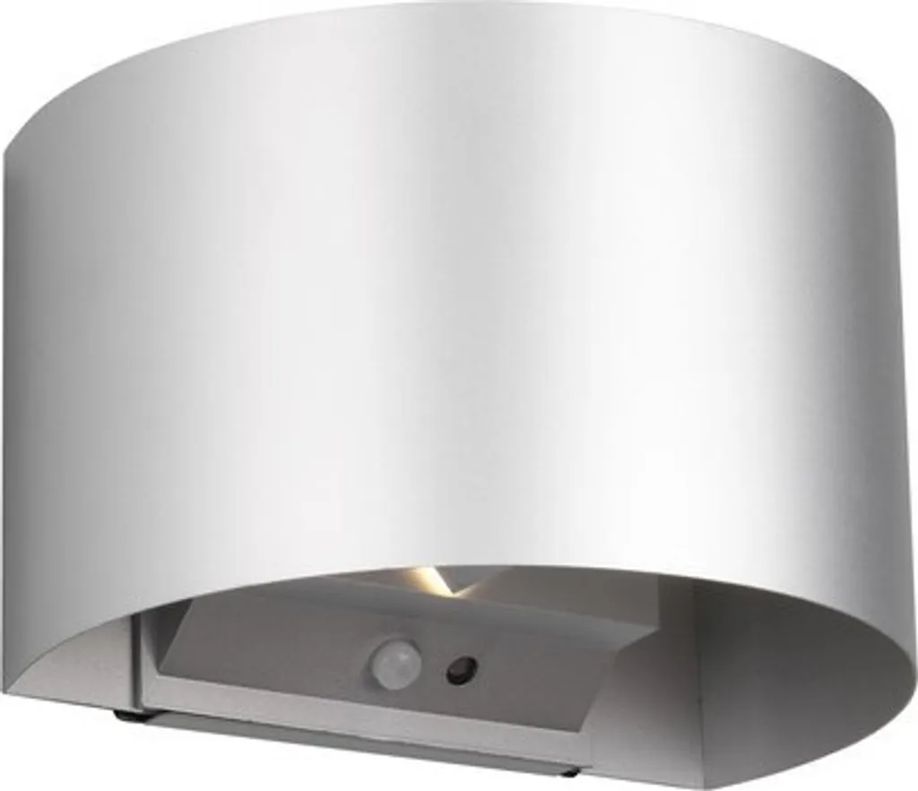Luminaire mural extérieur LED argenté avec capteur de mouvement IP44
