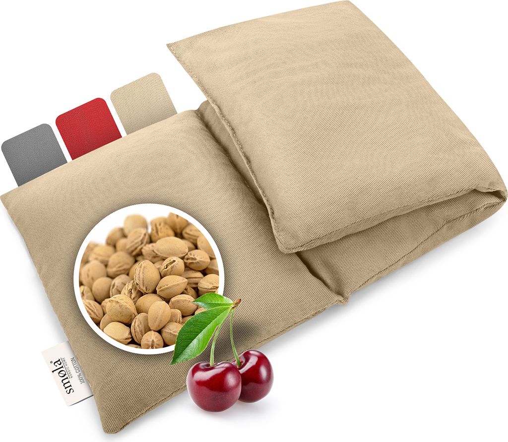 smøla Kirschkernkissen groß für Mikrowelle 47x19cm - Körnerkissen Nacken Schulter Rücken I Nierenwärmer Wärmekissen & Kältekissen I Natürl...