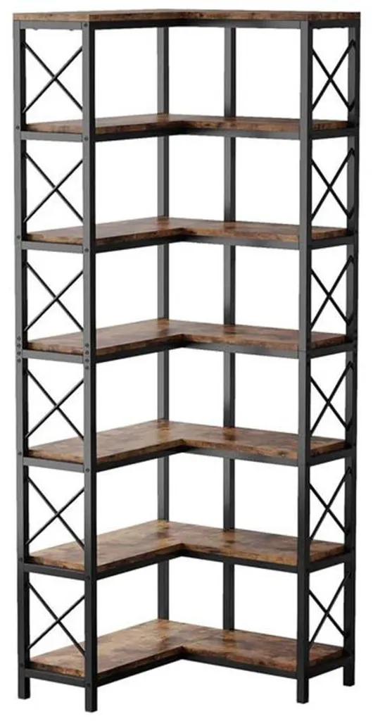 Meuble de rangement d'angle pour livres - Bibliothèque compacte 2 étages