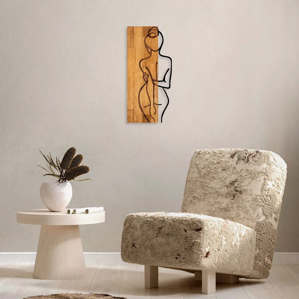 Wallity MA-294 Quadro in Legno Noce e Metallo Decorazione Interni