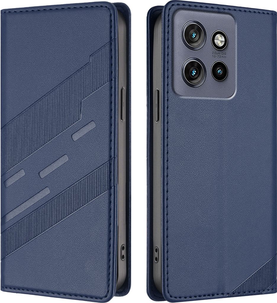 Hülle für Motorola ThinkPhone 25/Edge 50 Neo, Kunstleder Brieftaschen Handyhülle mit Kartenfach und Standfunktion Blau