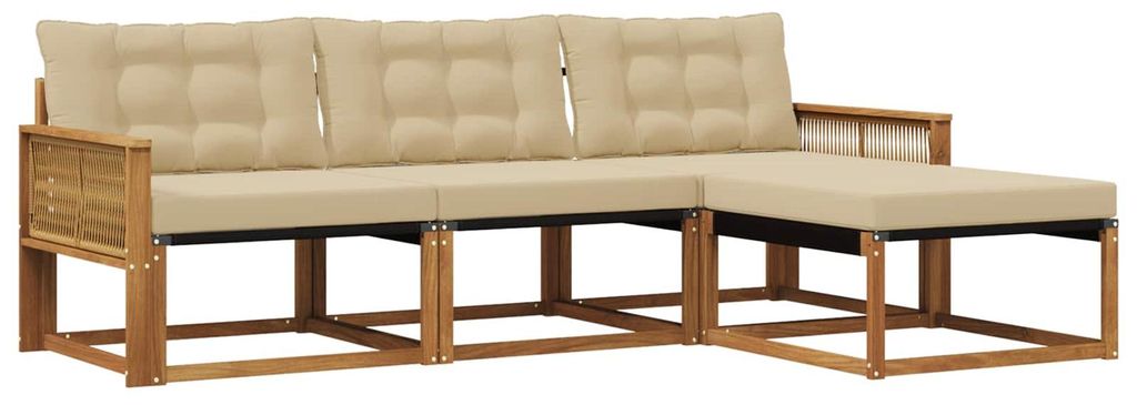vidaXL Outdoor-Sofagarnitur mit Kissen 4 pcs Natur und Beige