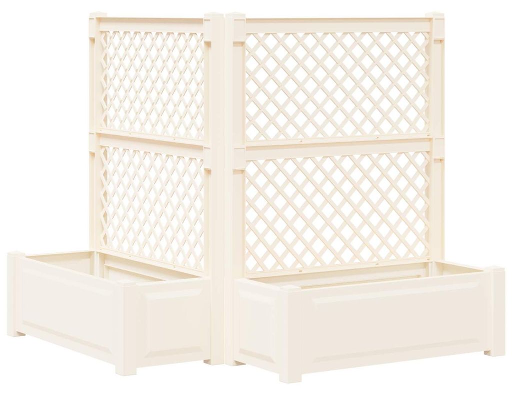 Großer Pflanzer mit Rankgitter 2 pcs Weiß 143 x 143 x 133,5 cm