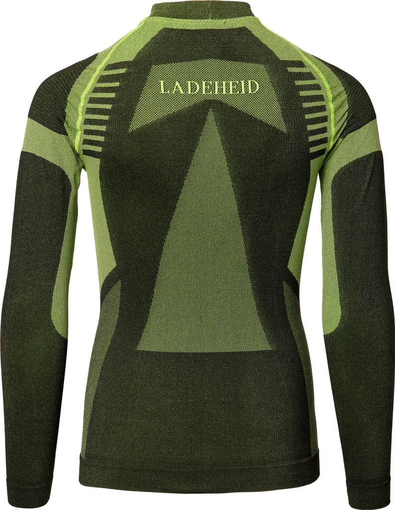 Ladeheid Kinder Mädchen Jungen Thermoaktives Langarm Shirt LASS0007 (Schwarz/Grün, 134-140)