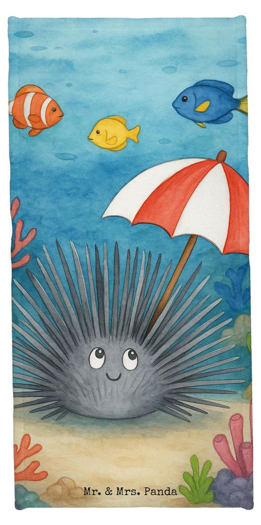 Mr. & Mrs. Panda Strandtuch Seeigel Design - Oceanblue - Geschenk, Badehandtuch, Lebe, Badhandtuch, Handtuch, Meer, Duschhandtuch, Selbstliebe, spo...