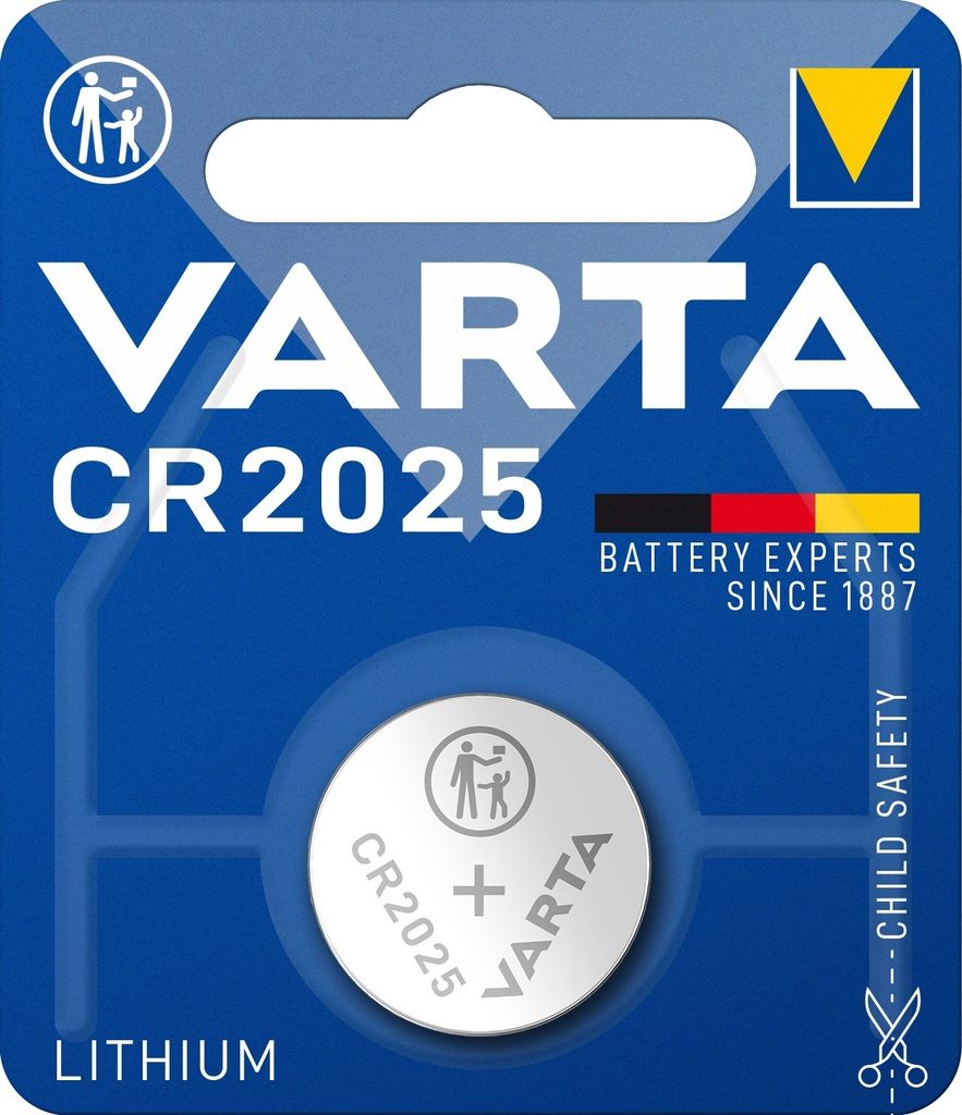 Varta CR2025 Lithium-Knopfzelle 3V 165 mAh – Ø20 mm x 2,5 mm – Blister