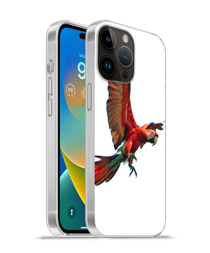 MuchoWow Handyhülle Schutzhülle Hülle für Apple iPhone 14 Pro - Softcase Ara - Vogel - Porträt Silikon Softcase Handy Hülle - Umschlag