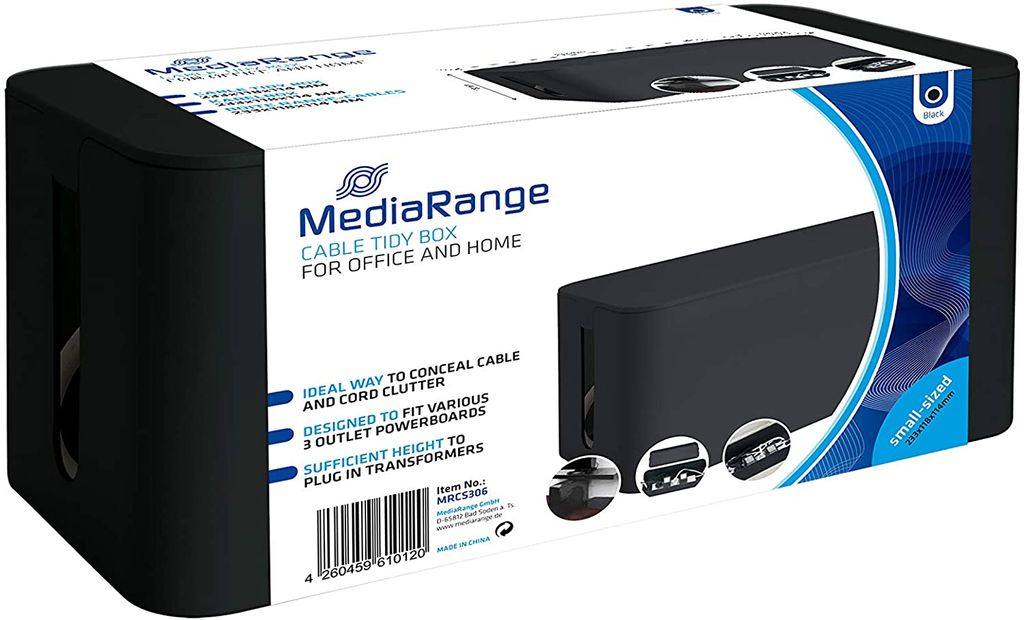 MediaRange Kabelbox klein 223x118x114mm schwarz Immagine del prodotto 